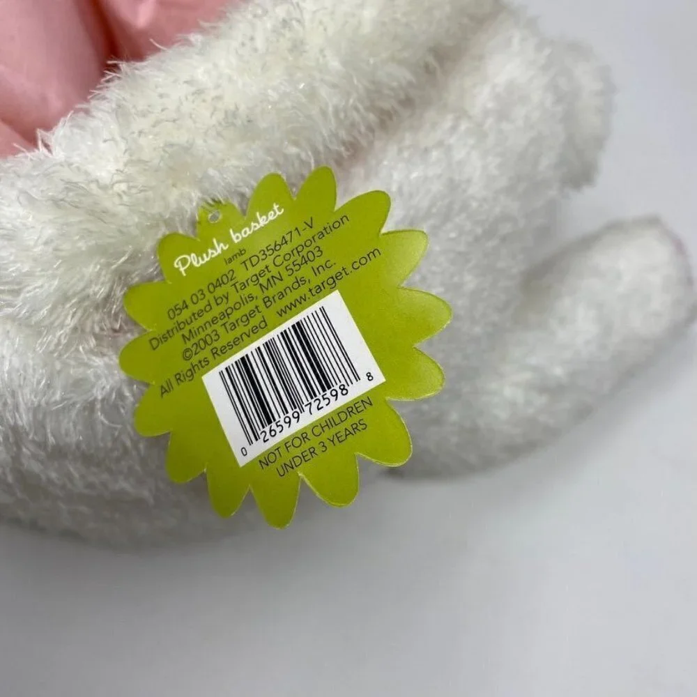 Vintage NWT Target 2003 Plush White Pink Lamb Easter Basket